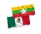 Flags of Mexico and Myanmar on a white background