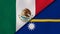 The flags of Mexico and Nauru. News, reportage, business background. 3d illustration