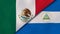 The flags of Mexico and Nicaragua. News, reportage, business background. 3d illustration