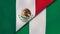 The flags of Mexico and Nigeria. News, reportage, business background. 3d illustration