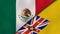The flags of Mexico and Niue. News, reportage, business background. 3d illustration