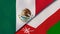 The flags of Mexico and Oman. News, reportage, business background. 3d illustration