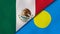 The flags of Mexico and Palau. News, reportage, business background. 3d illustration