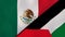 The flags of Mexico and Palestine. News, reportage, business background. 3d illustration