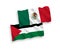 Flags of Mexico and Palestine on a white background