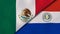 The flags of Mexico and Paraguay. News, reportage, business background. 3d illustration