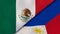 The flags of Mexico and Philippines. News, reportage, business background. 3d illustration