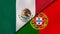 The flags of Mexico and Portugal. News, reportage, business background. 3d illustration