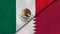 The flags of Mexico and Qatar. News, reportage, business background. 3d illustration