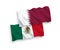 Flags of Mexico and Qatar on a white background