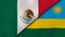 The flags of Mexico and Rwanda. News, reportage, business background. 3d illustration
