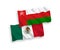 Flags of Mexico and Sultanate of Oman on a white background