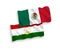 Flags of Mexico and Tajikistan on a white background