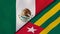 The flags of Mexico and Togo. News, reportage, business background. 3d illustration