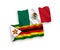 Flags of Mexico and Zimbabwe on a white background