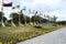 FLAGS IN MIDDLE OF THE WORLD, ECUADOR