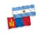 Flags of Mongolia and Argentina on a white background