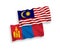 Flags of Mongolia and Malaysia on a white background