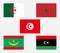 Flags Morocco Algeria Tunisia Libya Mauritania illustration vector eps