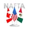 Flags of NAFTA Countries Canada, USA and Mexico