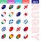 Flags of the nations participating in Rugby 2023. 20 flags in the style of a Rugby ball