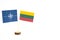 Flags of NATO, Lithuania, Ukraine and Russia. NATO summit in Vilnius, Lithuania.