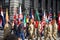 Flags of NATO members. Soldiers holding flags of North Atlantic treaty Organization