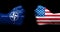 Flags of NATO and the United States painted on two clenched fist