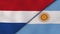 The flags of Netherlands and Argentina. News, reportage, business background. 3d illustration