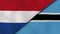 The flags of Netherlands and Botswana. News, reportage, business background. 3d illustration