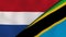The flags of Netherlands and Tanzania. News, reportage, business background. 3d illustration