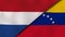 The flags of Netherlands and Venezuela. News, reportage, business background. 3d illustration