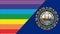 Flags of New Hampshire and lgbt. sexual concept. flag of sexual minorities. Nebraska sign