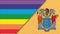 Flags of New Jersey and lgbt. sexual concept. flag of sexual minorities