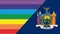 Flags of New York and lgbt. sexual concept. flag of sexual minorities