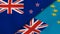 The flags of New Zealand and Tuvalu. News, reportage, business background. 3d illustration