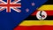 The flags of New Zealand and Uganda. News, reportage, business background. 3d illustration
