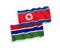 Flags of North Korea and Republic of Gambia on a white background