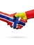 Flags Norway, Belgium countries, partnership friendship handshake concept.