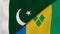 The flags of Pakistan and Saint Vincent and Grenadines. News, reportage, business background. 3d illustration