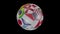 Flags participating 2022 on soccer ball rotating on transparent, 4k footage with alpha loop, angle 4