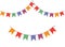 Flags party birthday garland vector or carnival festive bunting decor hanging in rope string festoon isolated on white background