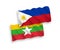 Flags of Philippines and Myanmar on a white background