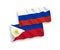 Flags of Philippines and Russia on a white background