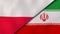 The flags of Poland and Iran. News, reportage, business background. 3d illustration