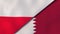 The flags of Poland and Qatar. News, reportage, business background. 3d illustration