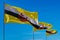 flags poles of Brunei Darussalam on sky backgrounds