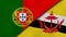 The flags of Portugal and Brunei. News, reportage, business background. 3d illustration