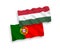 Flags of Portugal and Hungary on a white background