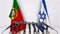 Flags of Portugal and Israel at international meeting or conference. 3D rendering